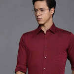 Men Maroon Solid Slim Fit Pure Cotton Formal Shirt