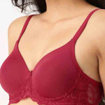 Maroon Lace Underwired Lightly Padded Push-Up Bra