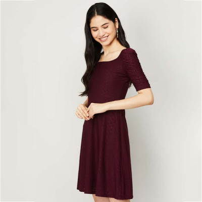 "Women Textured Skater Dress "