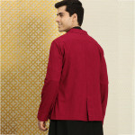 Men Red Solid Single-Breasted Jashn Blazer