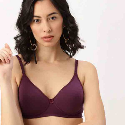 Burgundy Solid Non-Wired Lightly Padded Everyday Bra