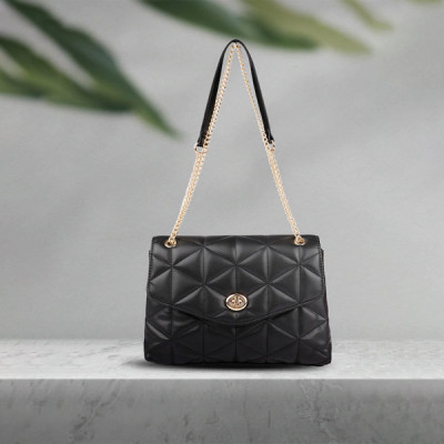 Black Eva Quilted Shoulder Bag