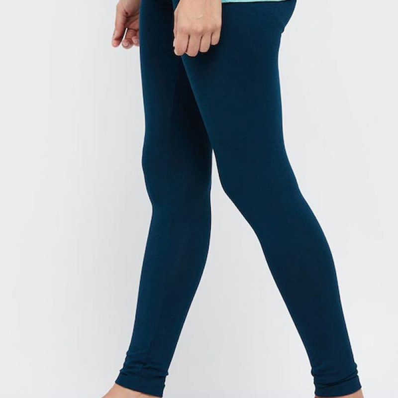 Women Teal Blue Solid Ankle-Length Leggings