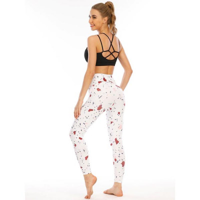 Women White & Red Geometric Print Leggings