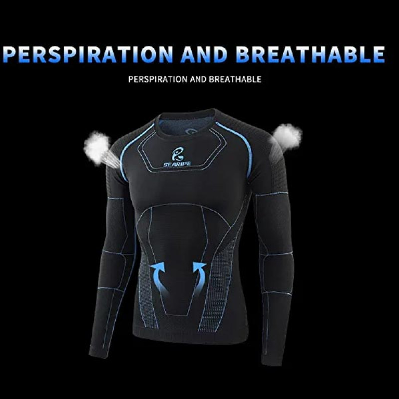 SEARIPE Thermal Underwear,Ski Base Layer - Long Sleeve Compression Tops & Long Johns Bottom Sets Quick Drying