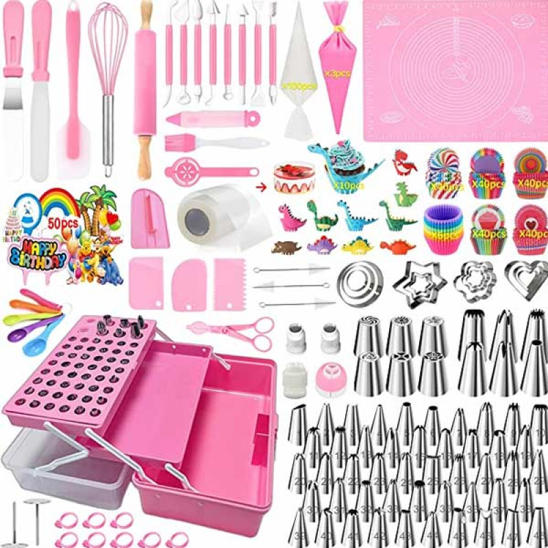 Cake Decorating Kit,488PCS-Piping Bags and Tips Set,Cake Decorating Supplies,